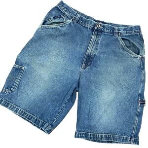 KARL KANI Denim Carpenter Shorts Size 38 Jeans Hip Hop Relaxed Style Medium Wash